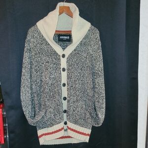 AMNESIA SOCK MONKEY STYLE Black,Red and Cream Cardigan Ptp: 21" Size Large